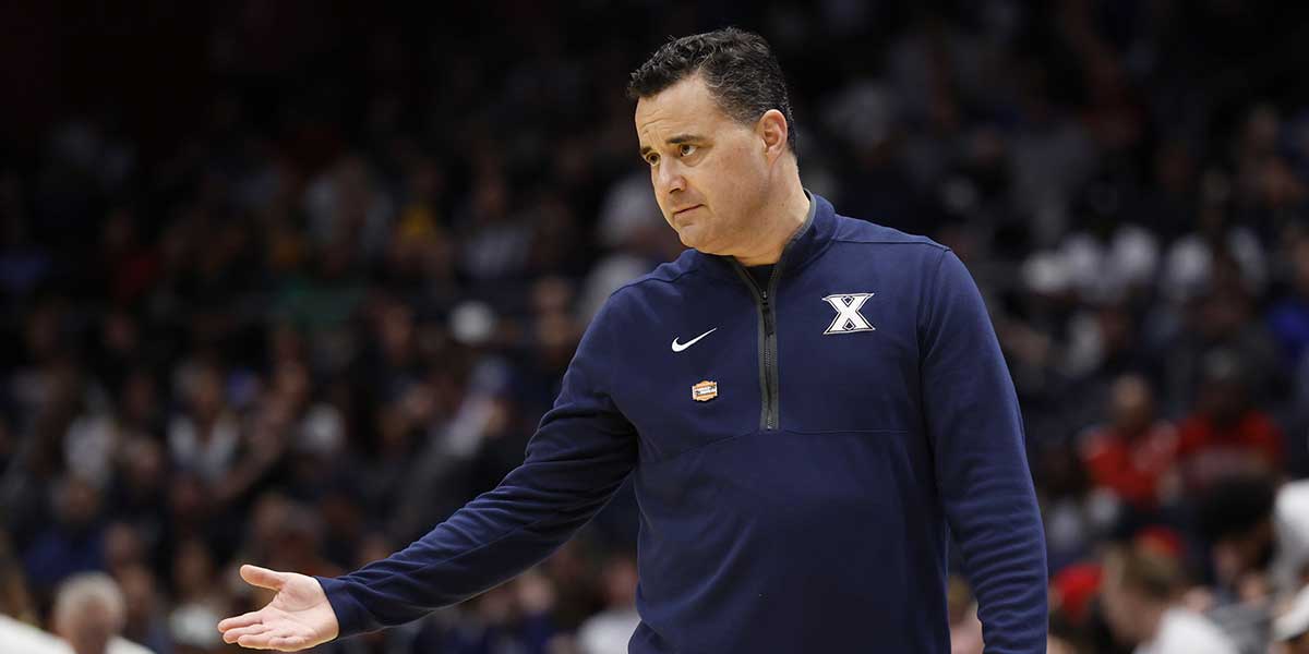 Xavier Musketeers head coach Sean Miller reacts in the first half against the Texas Longhorns at UD Arena.