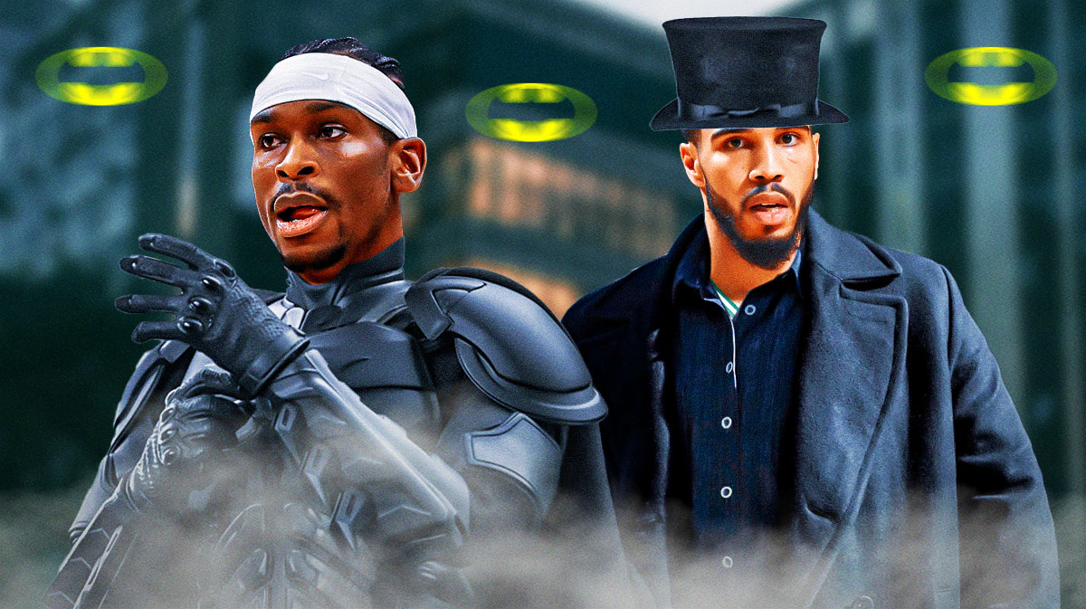 Shai as Batman and Jayson Tatum as The Penguin