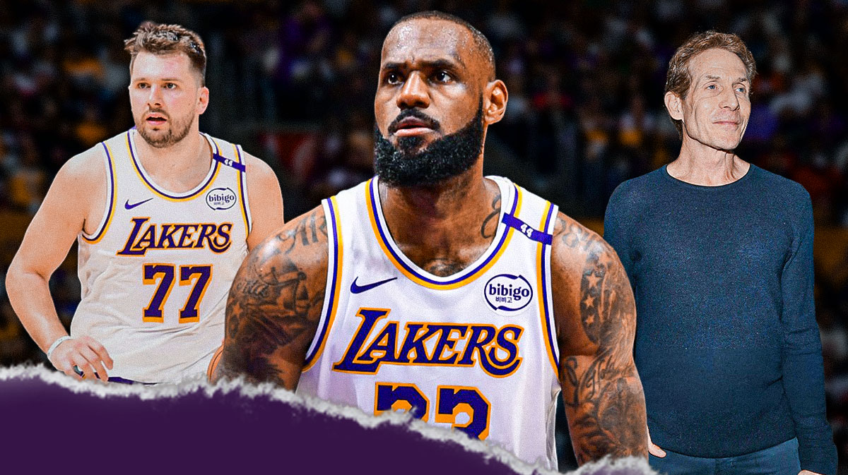 LeBron James, Luka Doncic, Skip Bayless, LA Lakers logo, clapping symbols
