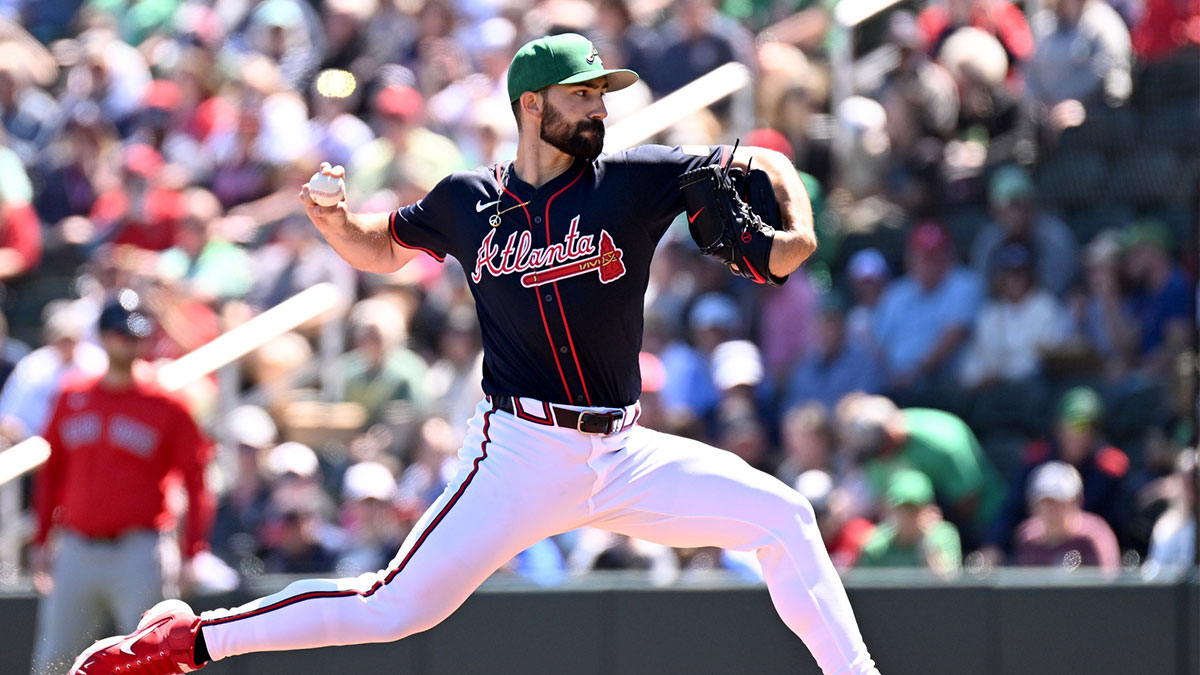 Mar 17, 2025; North Port, Florida, USA; Atlanta Braves starting pitcher Spencer Strider (99) throws a pitch in the first inning against the Boston Red Sox during spring training at CoolToday Park. 