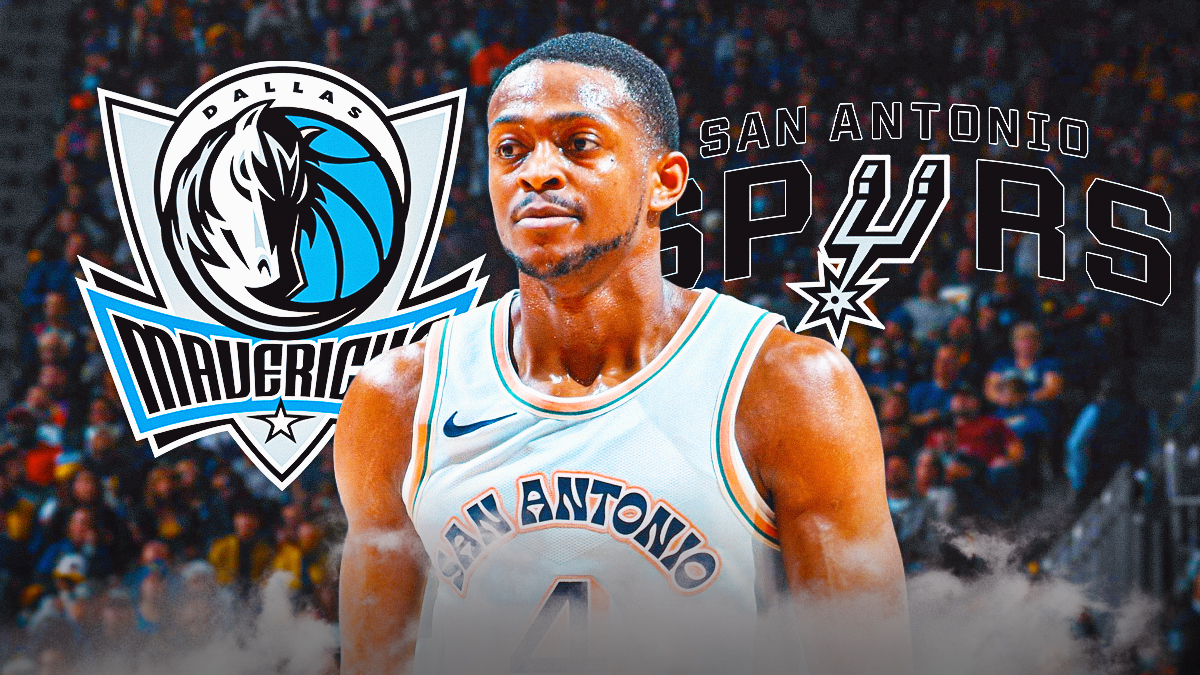 De'Aaron Fox looking disappointed image, Spurs logo, Mavs logo