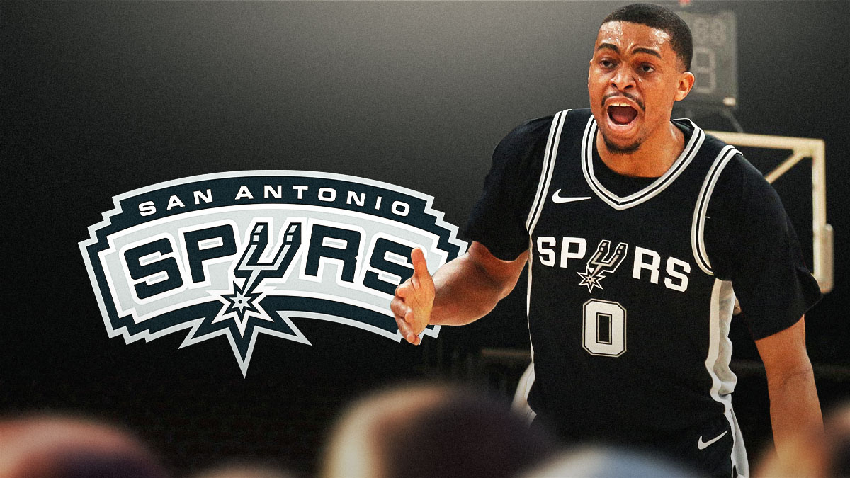 Keldon Johnson looking concerned image, Spurs logo, Mavericks logo
