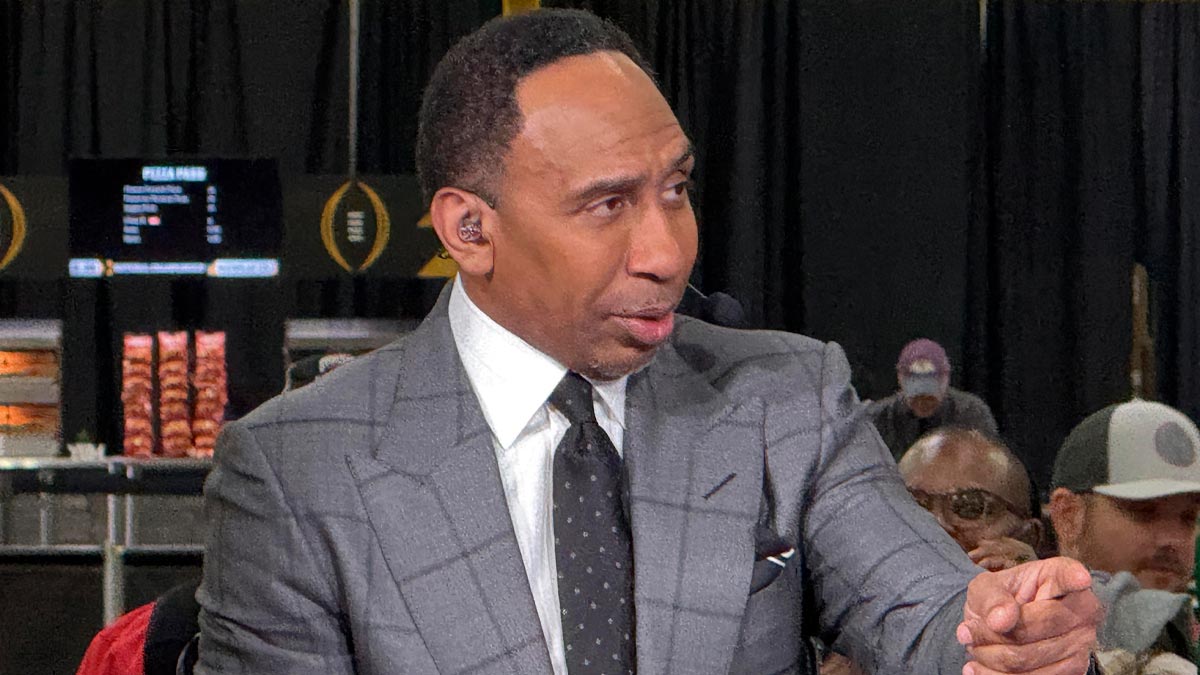 ESPN personality Stephen A. Smith on the ESPN First Take set at the CFP Fan Central at the George World Congress Center. 