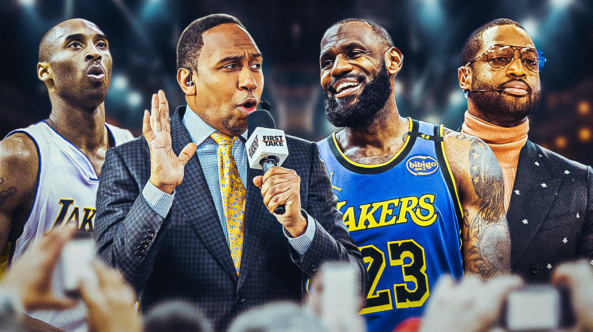 Stephen A. Smith and LeBron James in the middle, with Kobe Bryant and Dwyane Wade on each side of them.