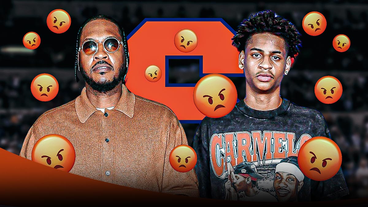 Carmelo Anthony, Kiyan Anthony, Syracuse Orange logo, angry symbols