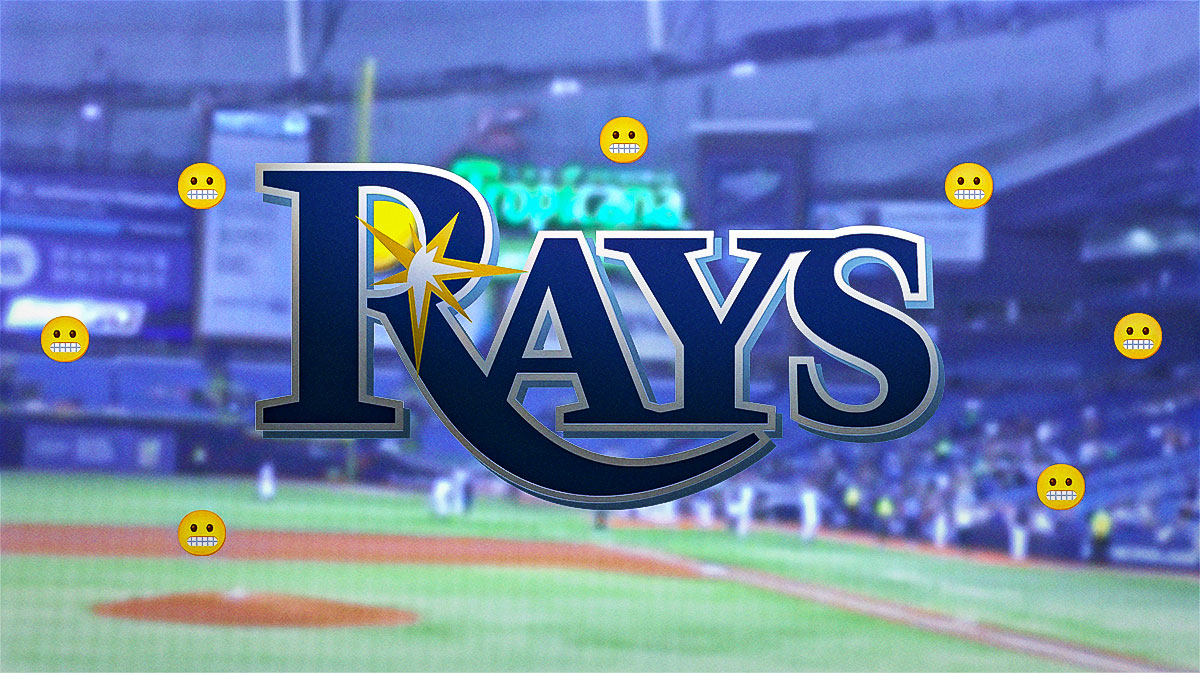 Rays logo in front of Tropicana field. 😬 emojis all around