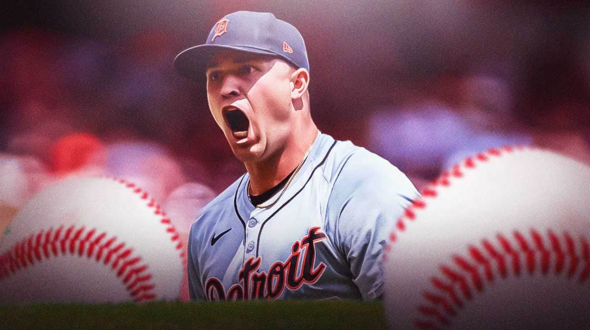 Tigers' Tarik Skubal celebrating
