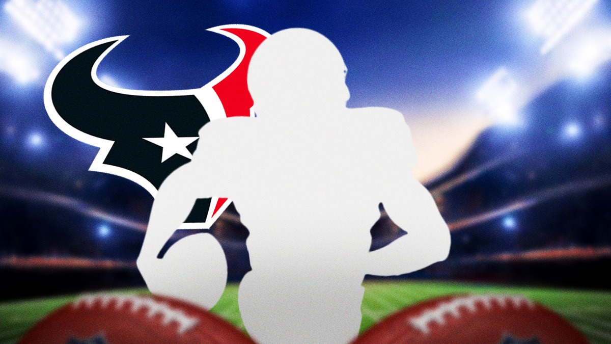 Texans logo with a silhouette cornerback next to it.