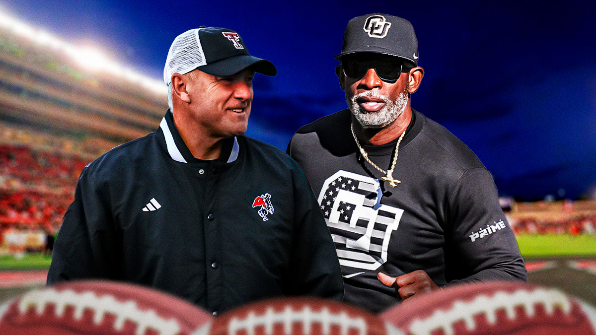 Texas Tech football head coach Joey McGuire and Colorado football head coach Deion Sanders