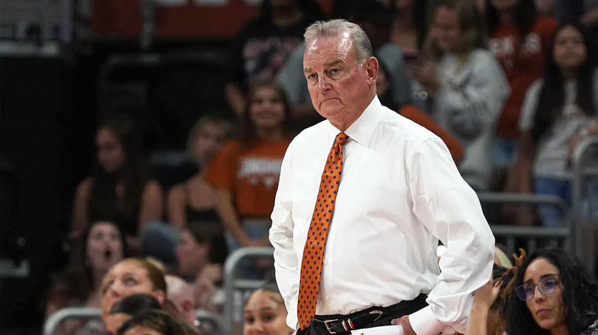 Texas Longhorns head coach Vic Schaefer watches from the sideline during the first round NCAA playoff game against William & Mary.