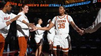 Texas Longhorns forward Madison Booker (35) takes the court ahead of the first round NCAA playoff game against William & Mary.