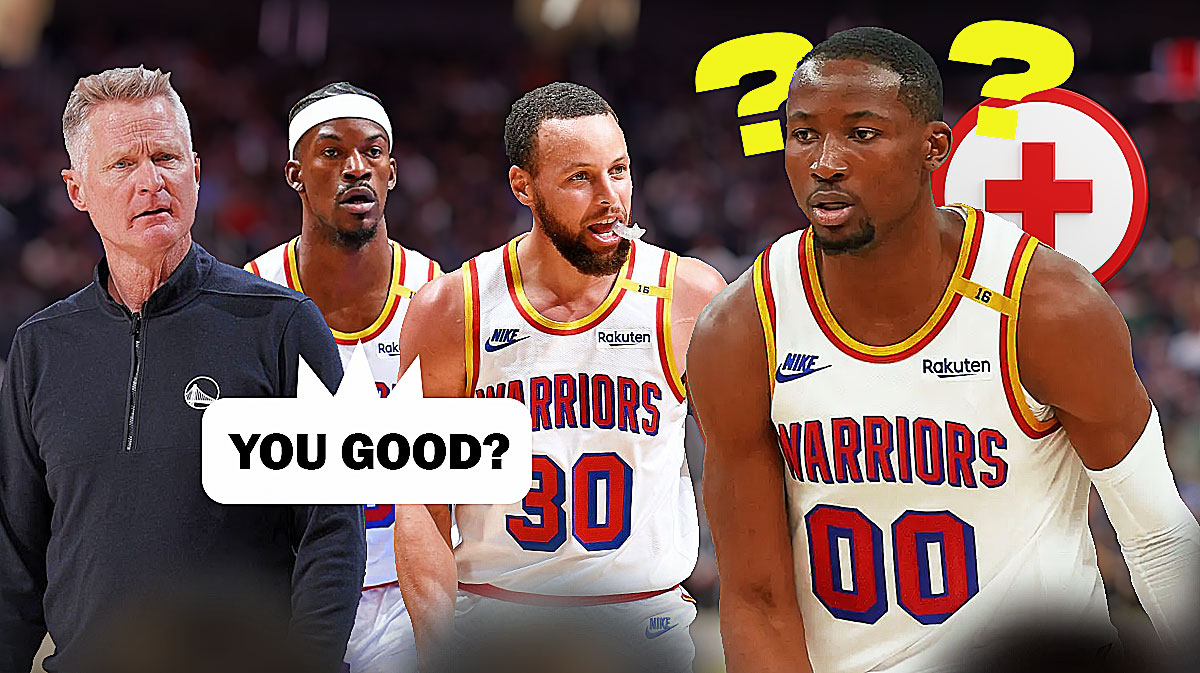 Warriors' Jonathan Kuminga with question marks and injury with Warriors asking "You good?"