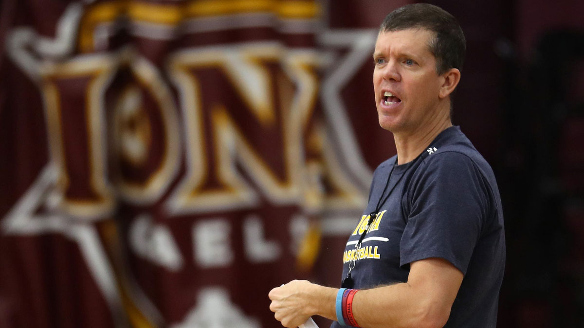 Iona University men's basketball coach Tobin Anderson conducts a practice in Hynes Athletic Center at Iona University in New Rochelle July 27, 2023. The former St. Thomas Aquinas Coach is replacing Rick Pitino, who left Iona for St. John's.