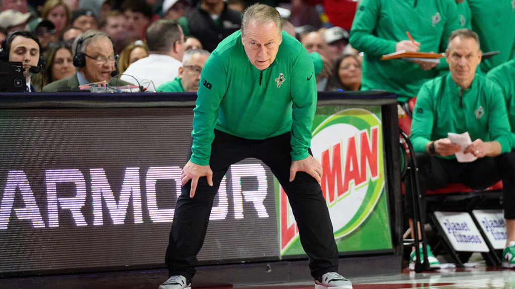 Michigan State Spartans head coach Tom Izzo looks on during the second half against the Maryland Terrapins at Xfinity Center.