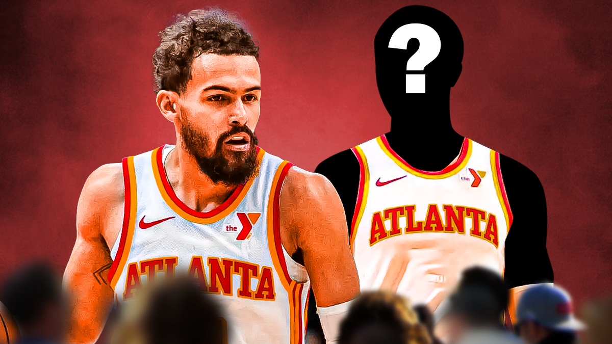 Trae Young next to a mystery player in a Hawks jersey.