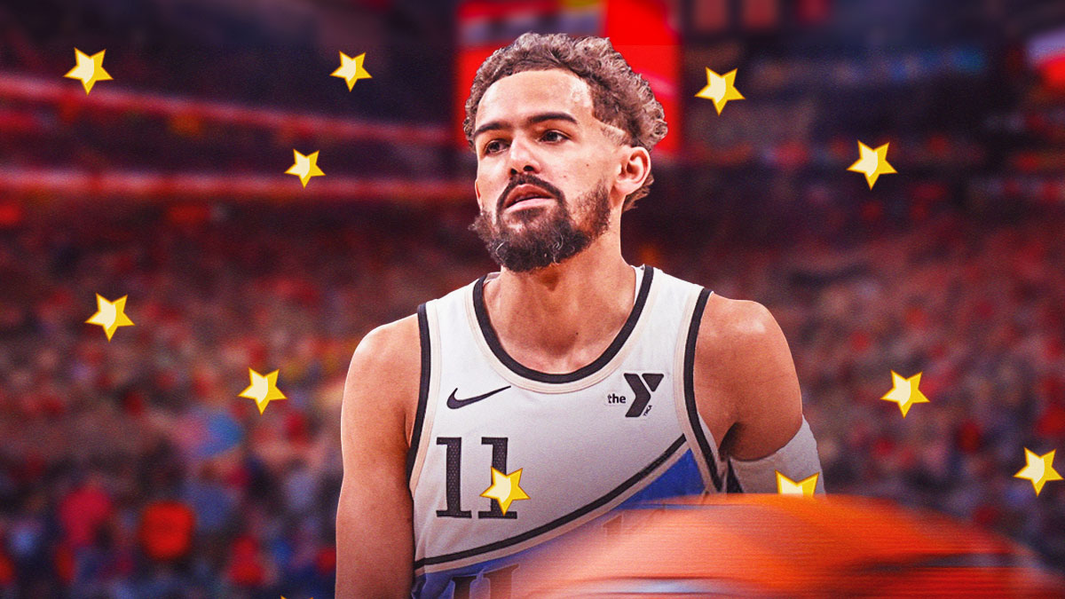 Trae Young with stars around the picture.