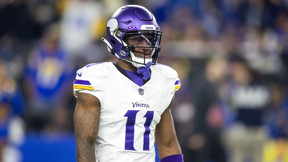 Jan 13, 2025; Glendale, AZ, USA; Minnesota Vikings wide receiver Trent Sherfield Sr. (11) against the Los Angeles Rams during an NFC wild card game at State Farm Stadium.