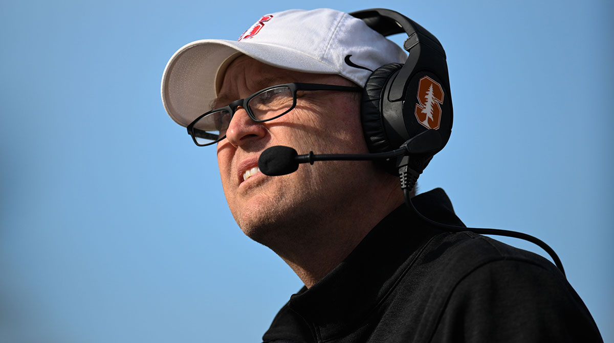 Stanford Cardinal head coach Troy Taylor looks on against the San Jose State Spartans in the first quarter at CEFCU Stadium