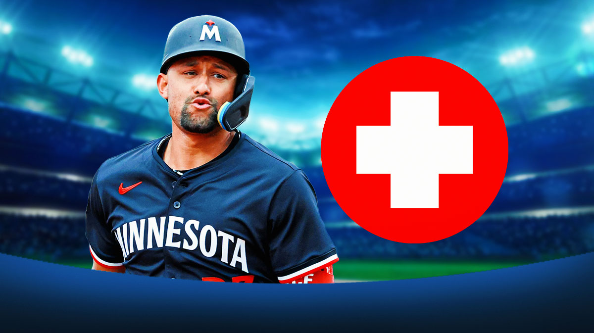 Twins' Royce Lewis with medical Red Cross symbol