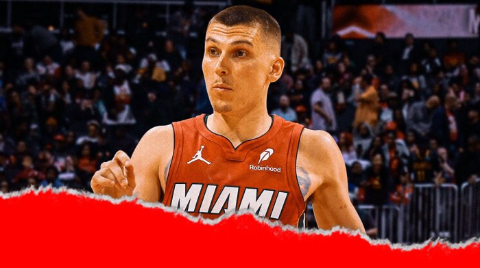 Miami Heat star Tyler Herro in front of Kaseya Center.
