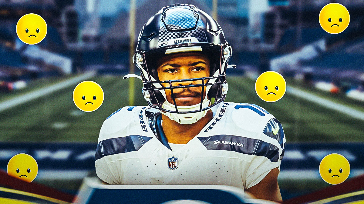 Tyler Lockett with sad face emojis around the picture.
