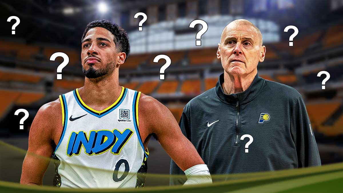 Pacers' Tyrese Haliburton looking at Rick Carlisle with question marks all over
