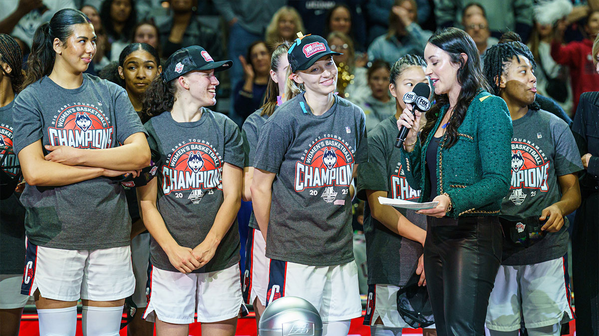 UConn Huskies guard Paige Bueckers (5) named “Most Outstanding Player” after the teams Big East Championship win over the Creighton Bluejays at Mohegan Sun Arena.