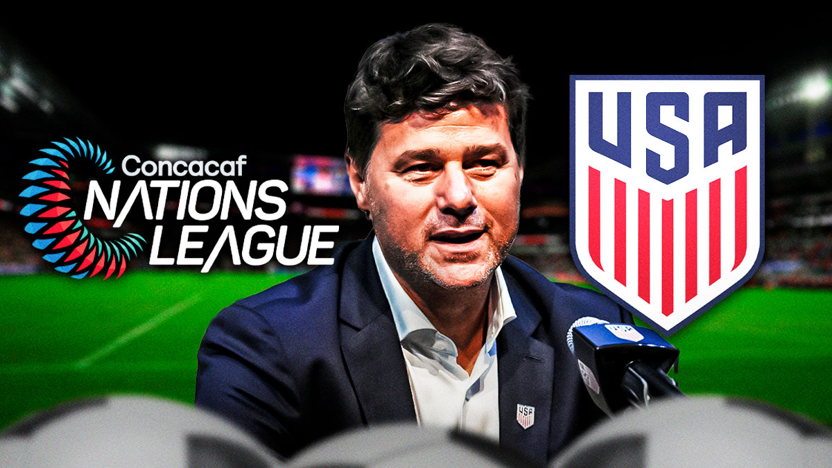 Mauricio Pochettino, USMNT and Concacaf Nations League logos, concerned symbols