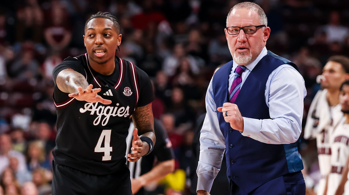 Texas A&M Aggies head coach Buzz Williams directs guard Wade Taylor IV (4) in the second half at Colonial Life Arena.