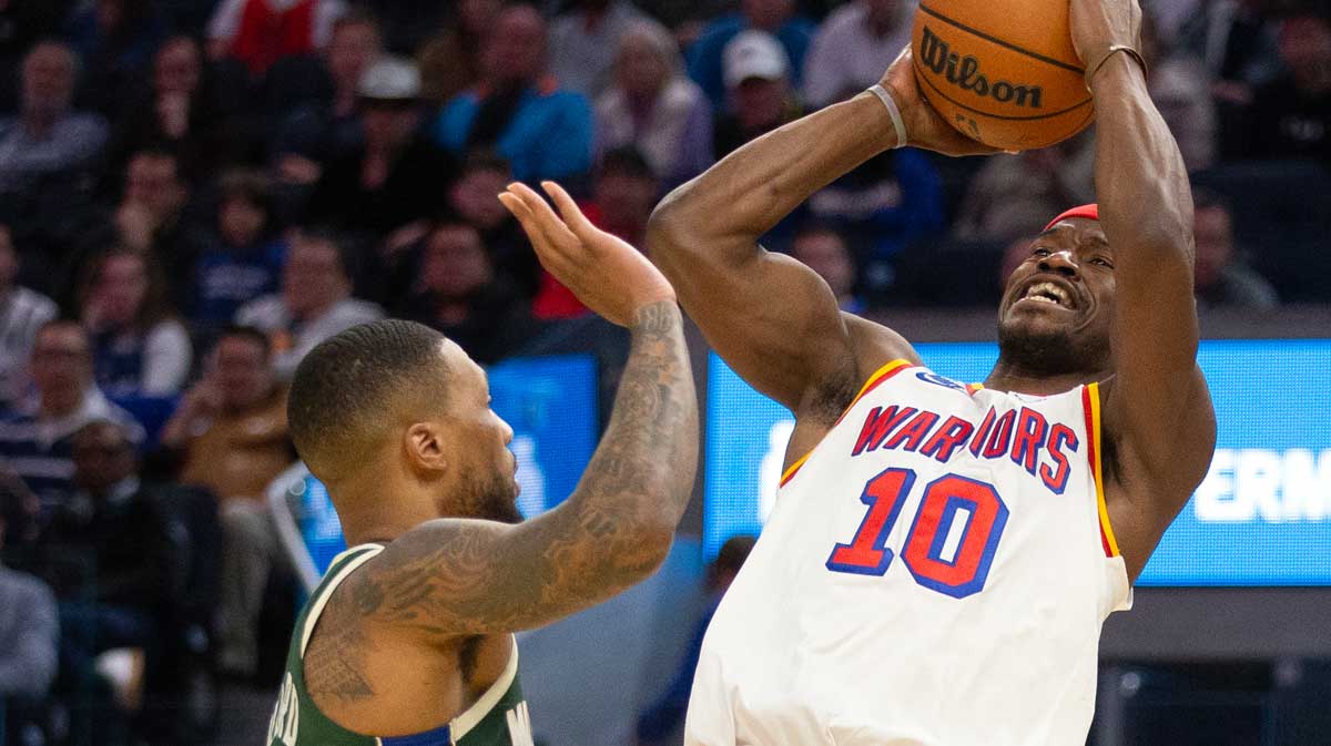 Warriors forward Jimmy Butler III (10) looks to shoot