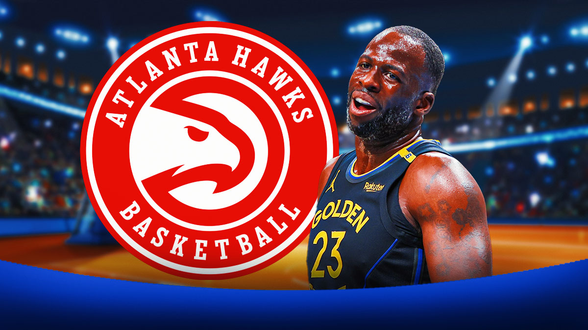 Draymond Green next to a Hawks logo.