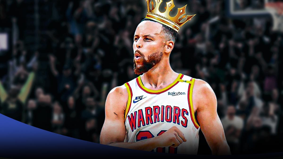 Warriors' Stephen Curry with crown on his head