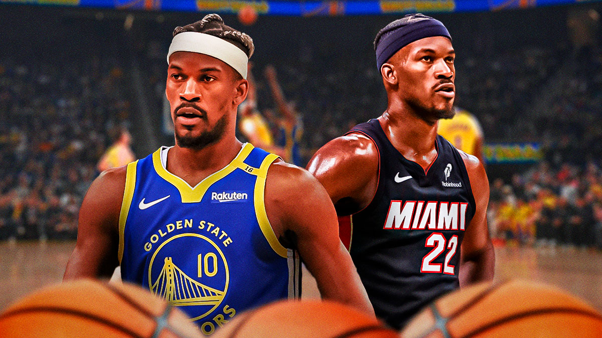 Jimmy Butler in Warriors uniform and Jimmy Butler in Heat uniform