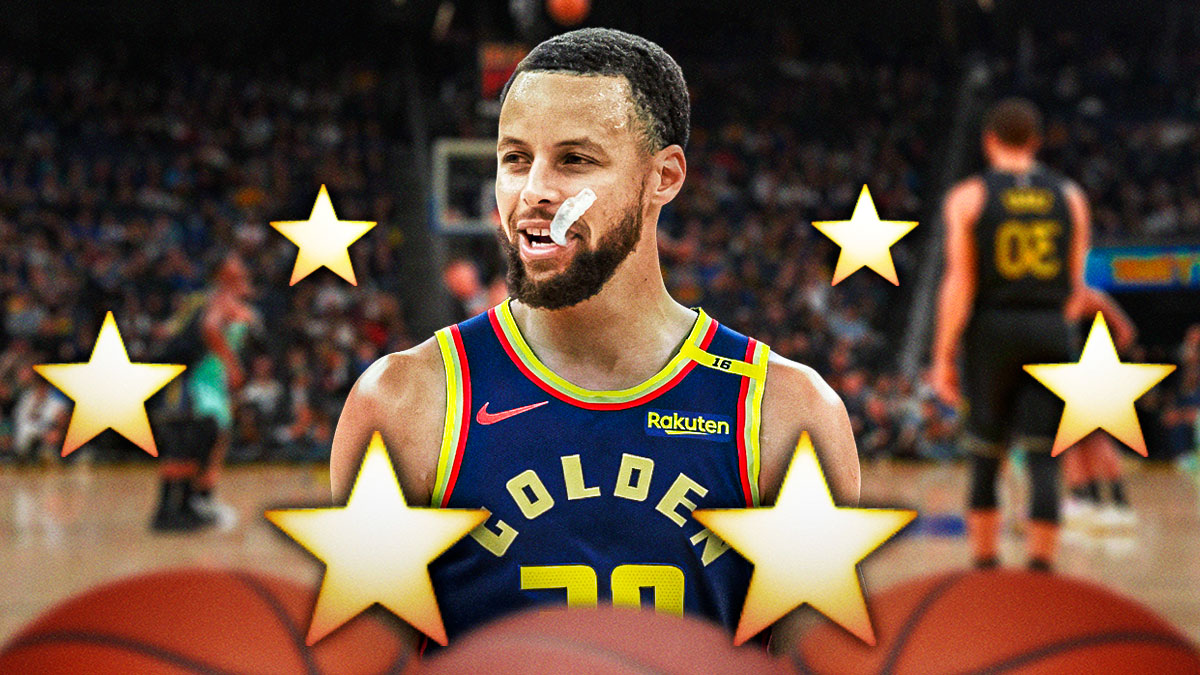 Stephen Curry with stars around the picture.