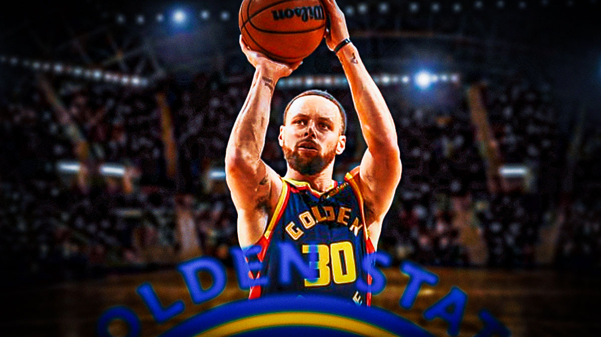Warriors Stephen Curry shooting a basketball.