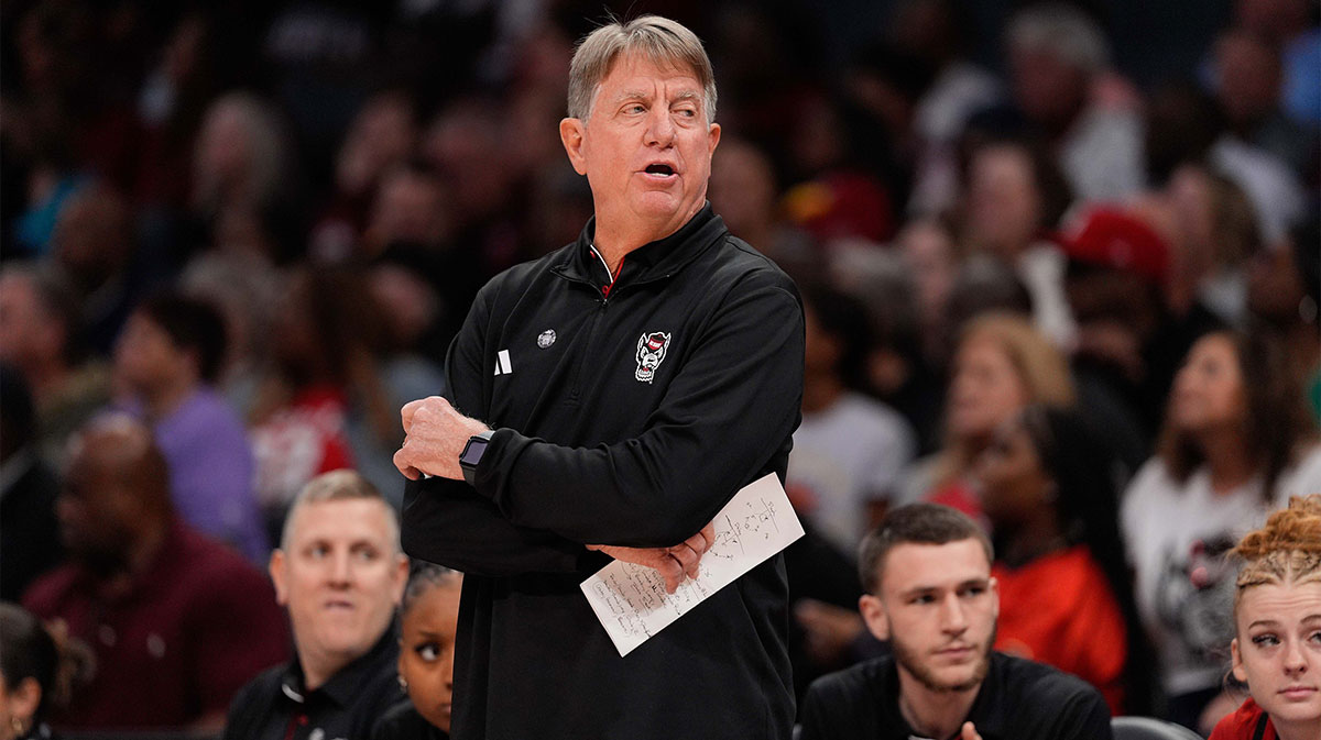 NC State Wolfpack head coach Wes Moore during the first half of the Ally Tip Off at Spectrum Center.