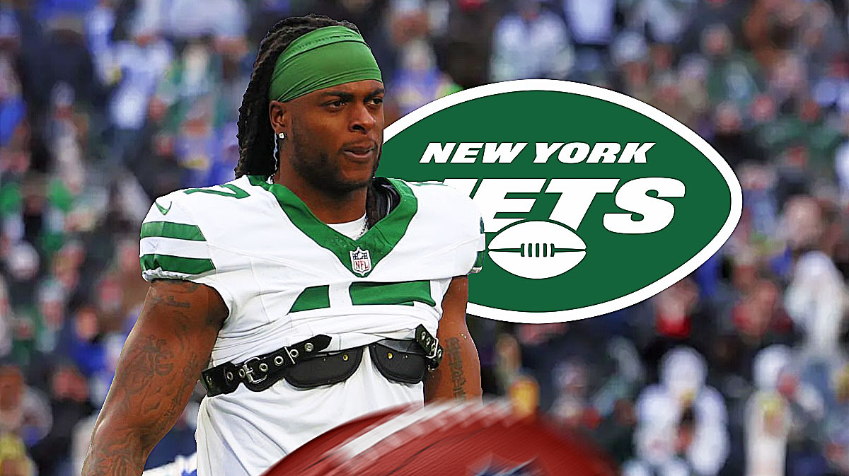 Davante Adams next to Jets logo.