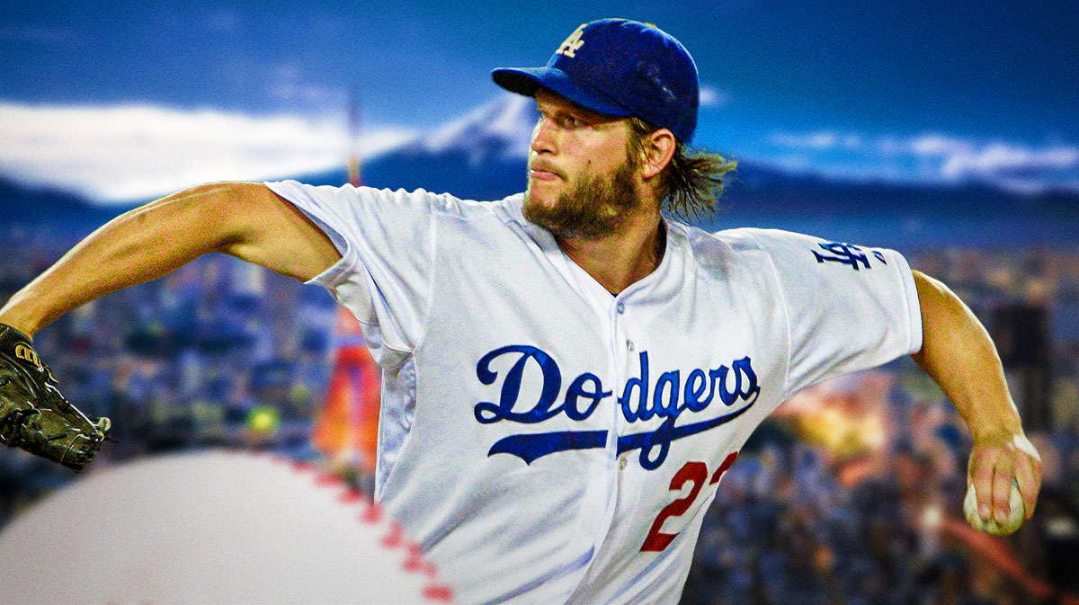 Photo: Clayton Kershaw in Dodgers jersey, Tokyo as the background