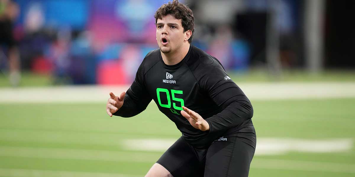 LSU offensive lineman Will Campbell (OL05) during the 2025 NFL Scouting Combine at Lucas Oil Stadium. Mandatory Credit: Kirby Lee-Imagn Images