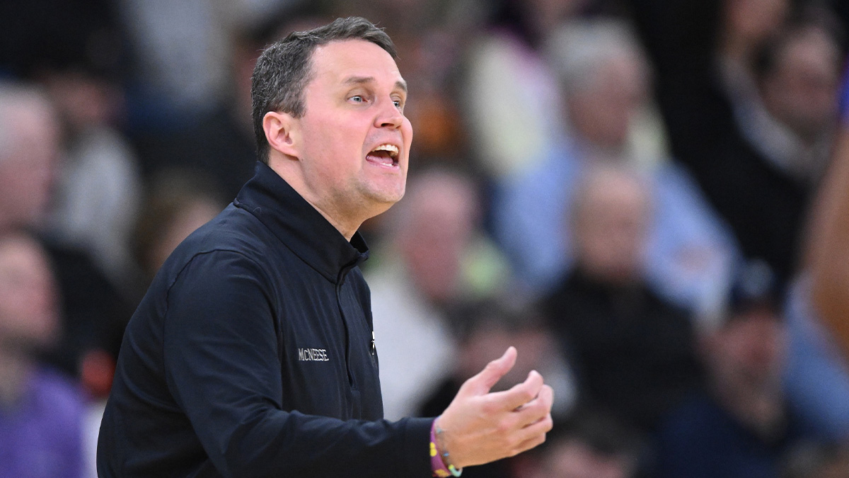 McNeese State Cowboys head coach Will Wade during the first half of a second round men’s NCAA Tournament game against the Purdue Boilermakers at Amica Mutual Pavilion.