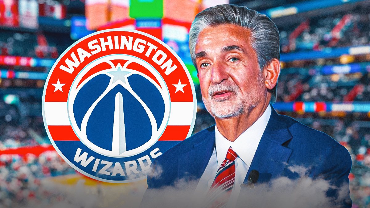 Ted Leonsis looks tired at Capital One Arena with Wizards logo