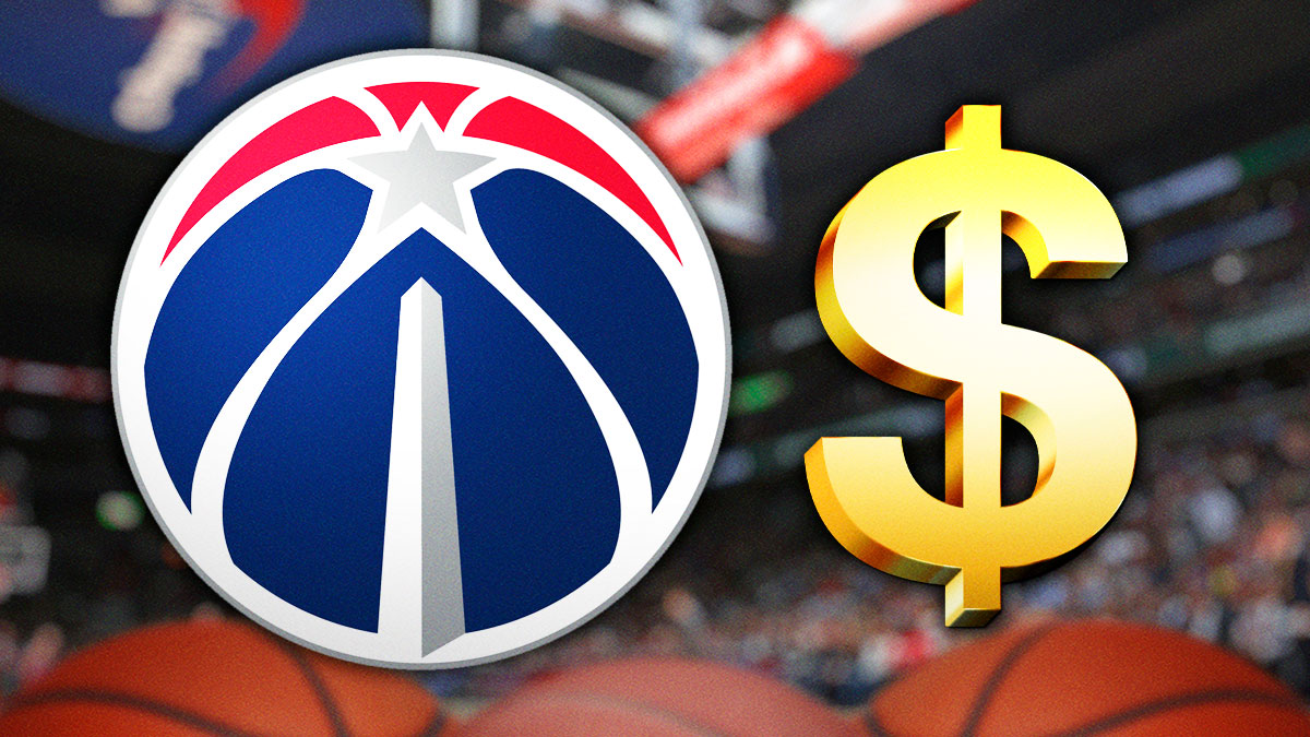 Wizards, dollar sign, Capital One Arena in back