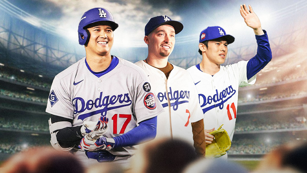 Dodgers' Shohei Ohtani, Blake Snell, and Roki Sasaki all smiling