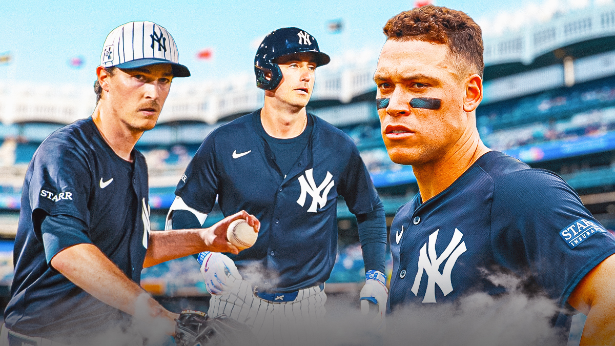 Yankees' Aaron Judge, Max Fried, and Cody Bellinger looking serious