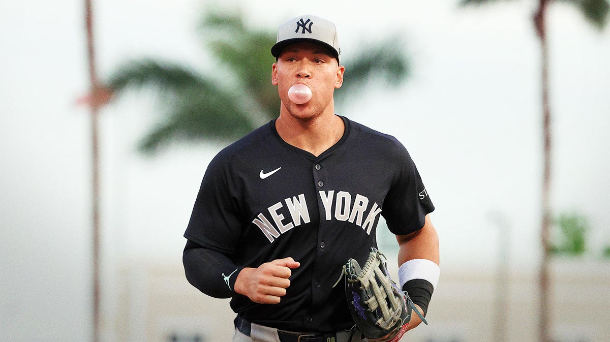 New York Yankees outfielder Aaron Judge (99) runs back to the dugout at the end of the first inning against the Baltimore Orioles at Ed Smith Stadium. 