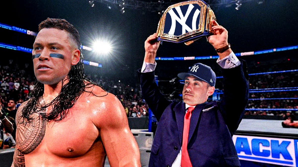 Yankees' Aaron Judge as Roman Reigns, Cody Bellinger as Paul Heyman