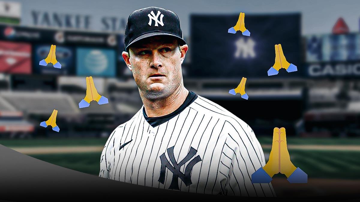 Gerrit Cole looking serious with pray emojis all around him.