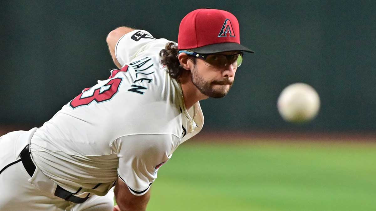 Sep 25, 2024; Phoenix, Arizona, USA; Arizona Diamondbacks pitcher Zac Gallen (23) throws in the first inning against the San Francisco Giants at Chase Field.