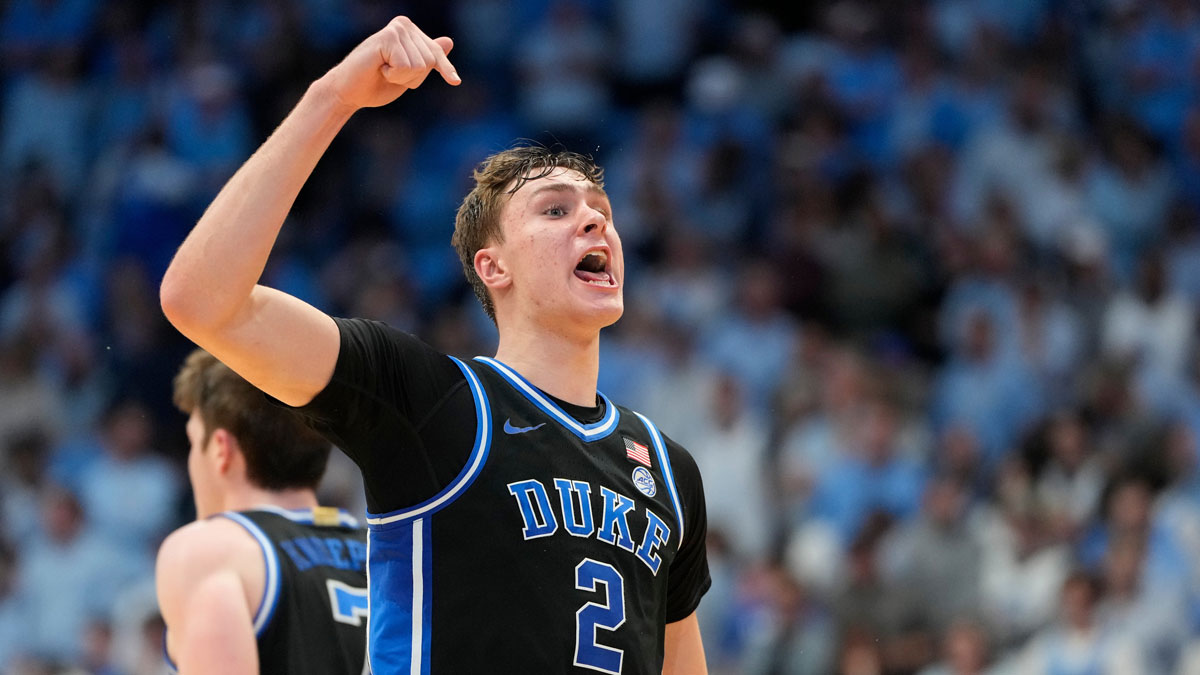 Duke Blue Devils forward Cooper Flagg (2) reacts in the second half at Dean E. Smith Center.