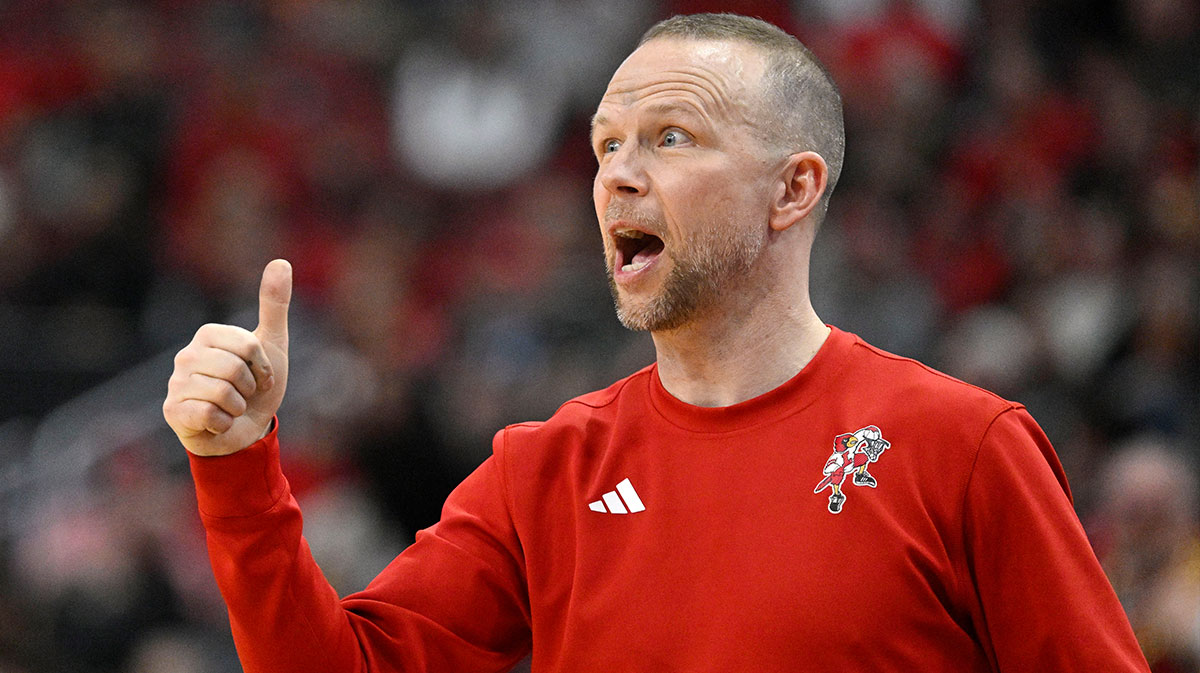 Louisville Cardinals head coach Pat Kelsey reacts during the second half against the California Golden Bears at KFC Yum! Center. Louisville defeated California 85-68.